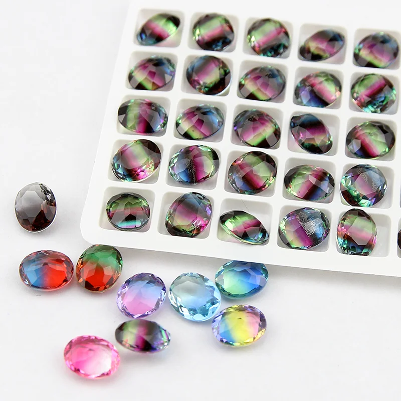 4120 10*12 oval k9 rhiinestone Tourmaline beads gradient ramp beads Multicolor DIY Loose Beads For jewelry