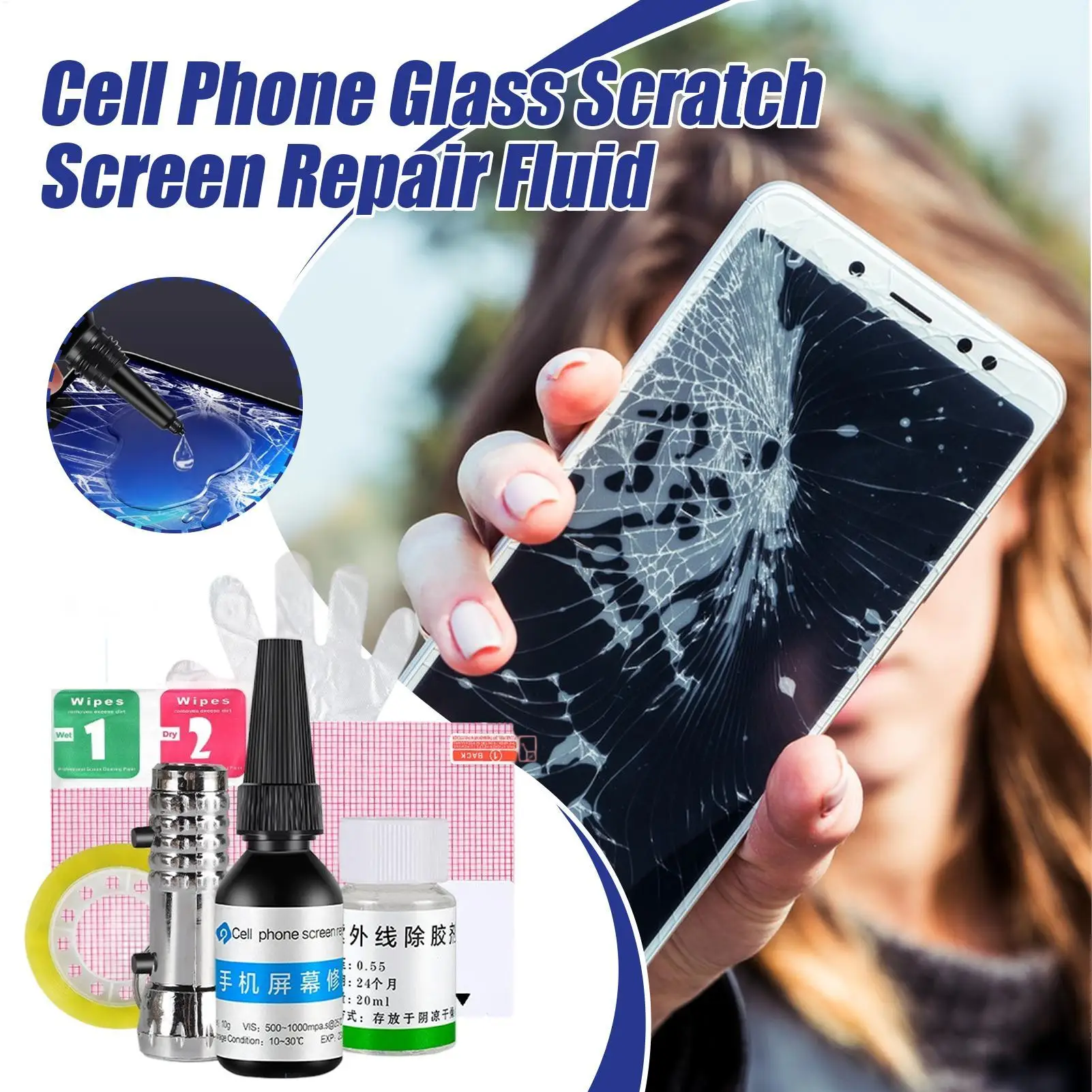 Glass Repair Liquid for Cracks Phone Phone Scratch Remover and Cracked Repair Liquid Cellphone Device Maintenance Care Solutions
