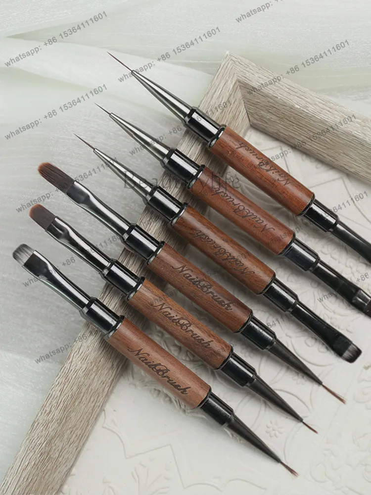Master-level double-ended nail art brush, painted line brush, square and round head construction light therapy brush