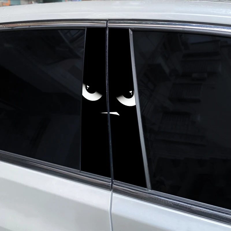 2 قطعة ملصقات السيارات العين باب السيارة عمود ملصقات مقاوم للماء الفينيل ملصقات مضحك سيارة ملصقات ذاتية اللصق ذاتية الصنع