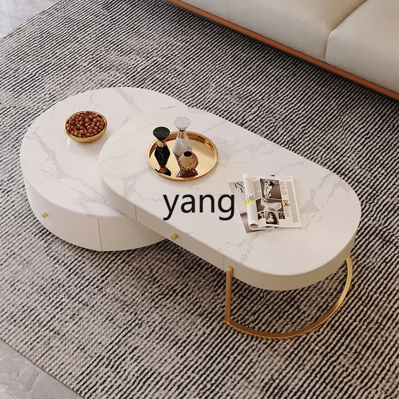 Lmm rock slab coffee table simple cream wind round folding small apartment living room household