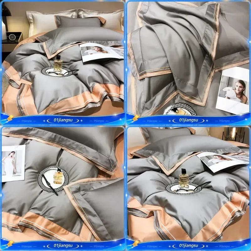 1200TC Egyptian Cotton Bedding Set Luxury Hotel Style Duvet Cover Sheet Pillowcase Embroidered Bed Linen Home Textile Queen
