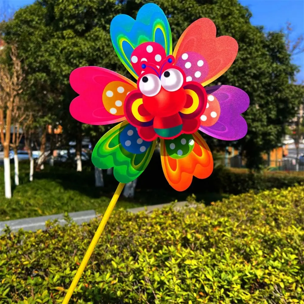 Multistyles Colorful Butterfly Dance Windmill PVC Raise Double Layered Rotating Sunflower Wind Spinner Diameter 22/38cm
