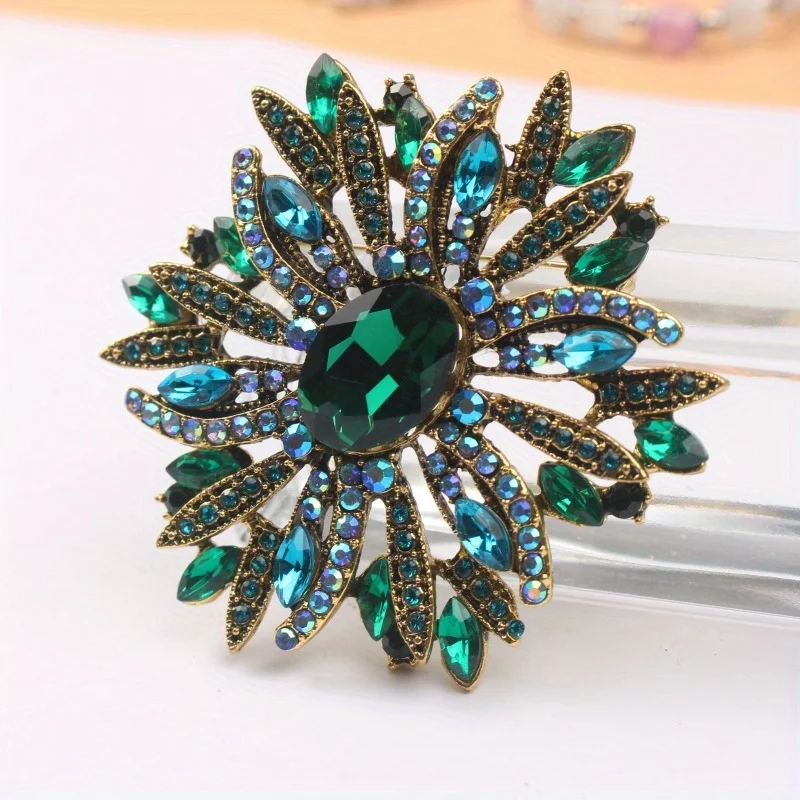 Gift Large Size Luxury Rhinestone Flower Brooch Jewelry Ladies Elegant Exaggerated Corsage Accessories Party Pin