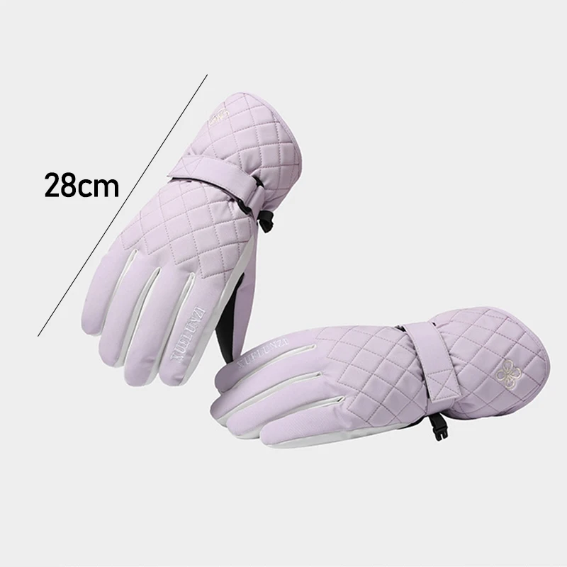 Gants de ski thermiques en velours pour femme, garder au chaud l\'eau, vent vert, cyclisme, vélo, hiver, 506