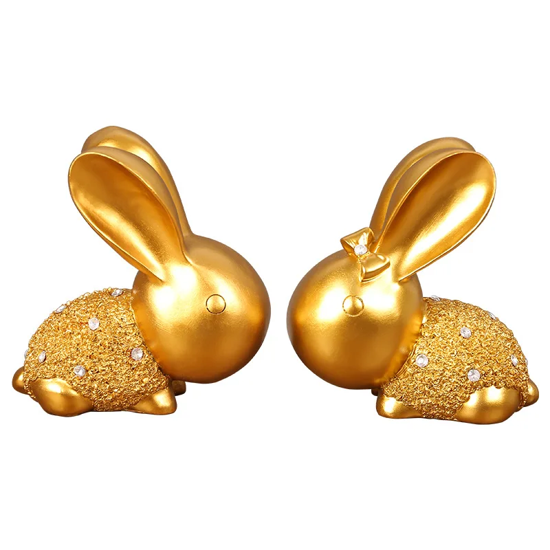 A Pair of Big Ears Rabbit Resin Ornaments Home Creative Crafts Applicable to Tv Cabinet Decoration Birthday Wedding Gift