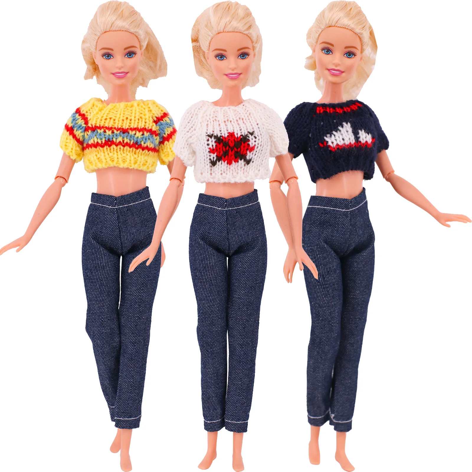 3 Bộ 1/6 BJD Quần Áo Búp Bê Tay Áo Len + Quần Dài Thời Trang Tình Yêu Mẫu Cho 11.8Inch Barbies Búp Bê, blythe Búp Bê Nữ Kid Đồ Chơi