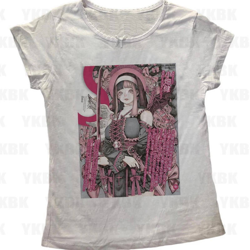 Y2K Женская уличная одежда в стиле хип-хоп Harajuku Винтаж японский стиль аниме девушка рубашка с длинными рукавами детская милая готическая мода повседневная свободная