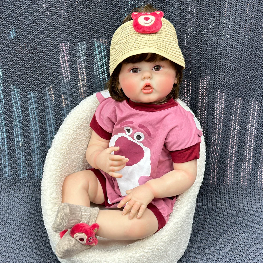 60 سنتيمتر دمية تولد من جديد واقعية لينة ، إصبع مص الطفل ، كامل المطاط/القماش الجسم ، زرع الشعر اليدوية النقية W-3048