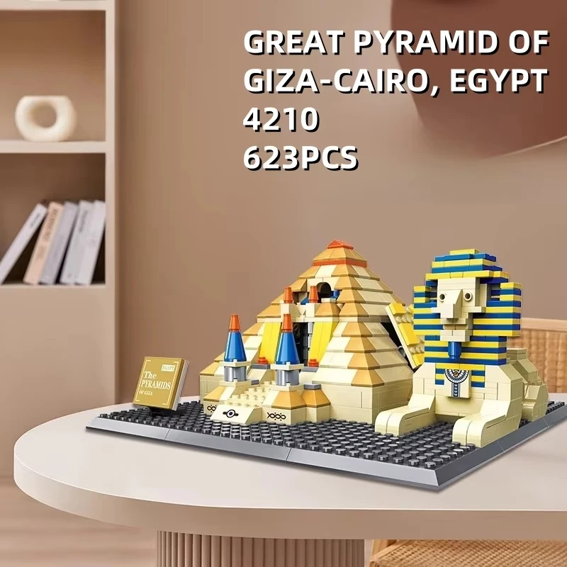 

623 шт. комплект строительных блоков MOC Pyramid of Giza, модель всемирно известной архитектуры «сделай сам», идеальный подарок для всех возрастов