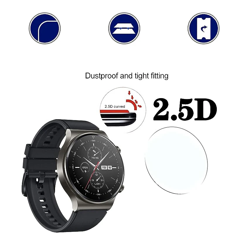 Tempered Glass Screen Protector For Huawei Watch GT 2 Pro Anti-scratch 9H Hardness HD Protective Film  For Huawei Watch GT2 Pro