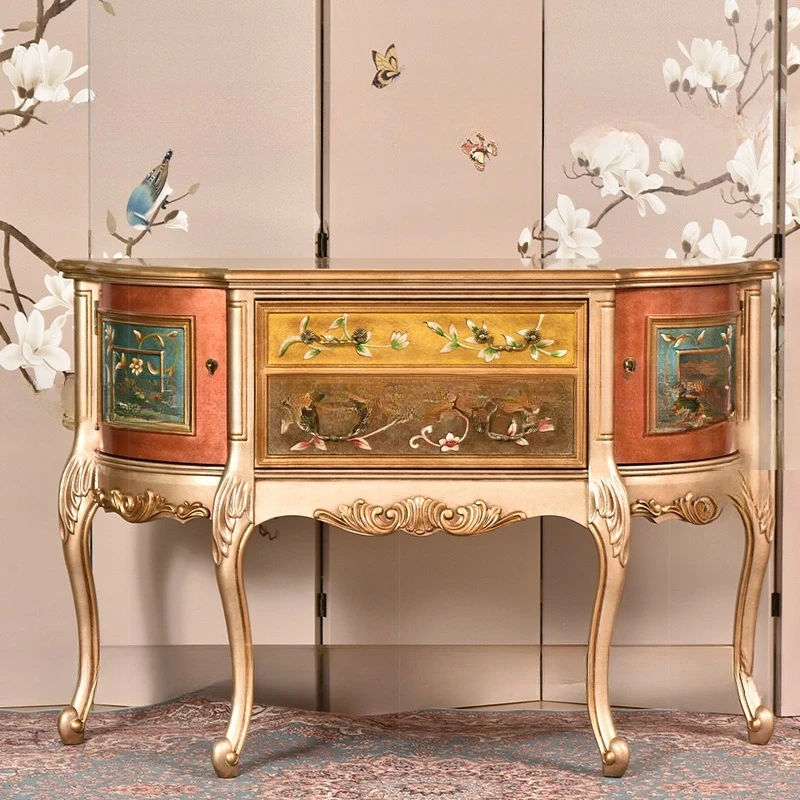 cabinet, semi-circular locker, European painted foyer cabinet, French light luxury partition small apartment