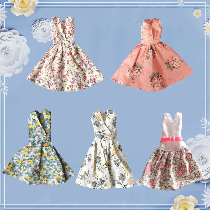 Summer Small Fresh Style Floral Print Dress Fashion Versatile Dress For 1/6 Babi Supermodel Doll Holiday Dress-up Clothes Parts