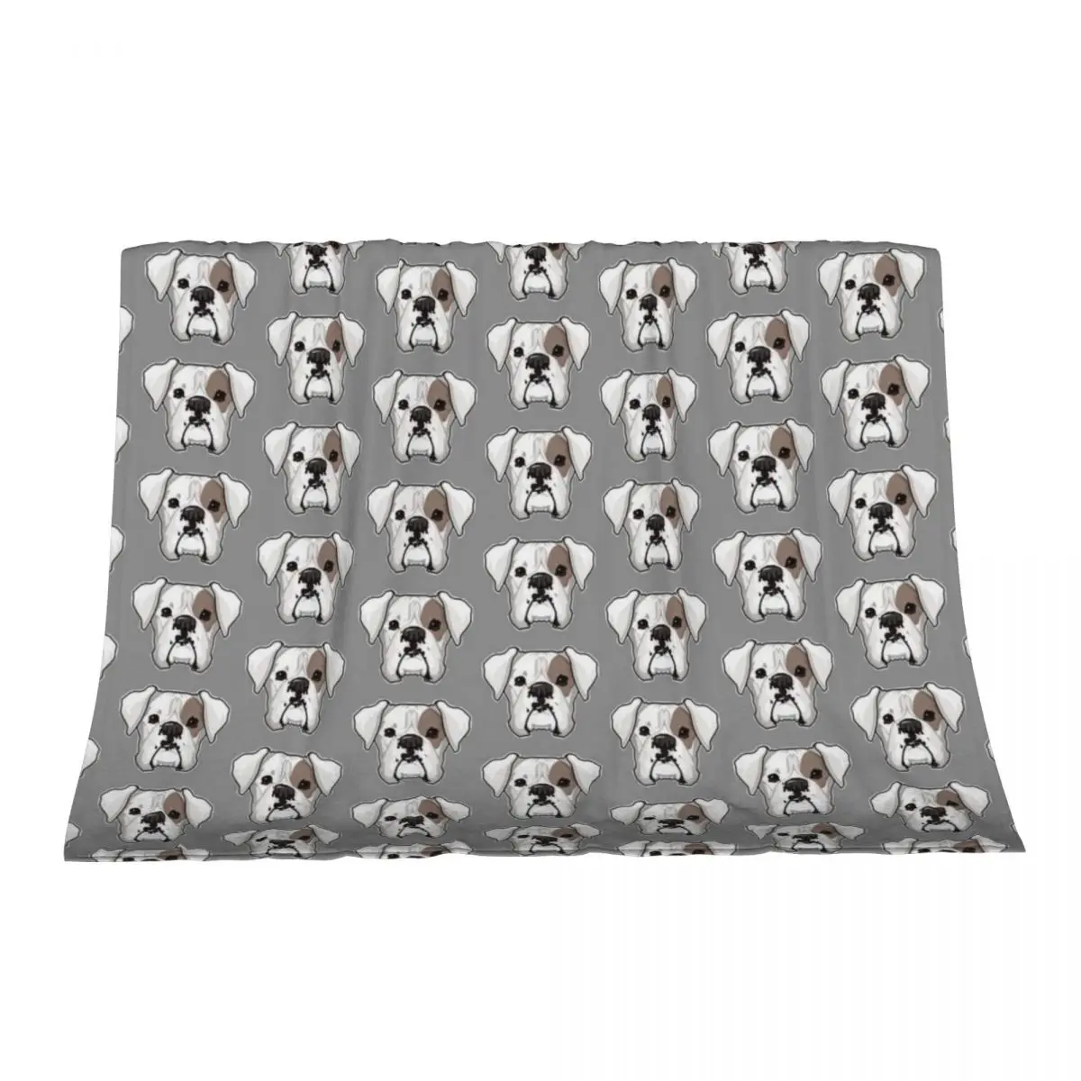 

White Boxer with spot Throw Blanket Flannel Fabric Sofa Quilt Bed covers Blankets