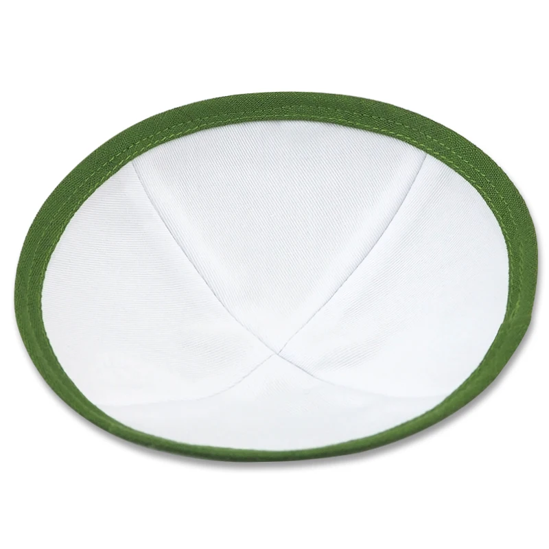 Custom Embroidered Linen Kippah - close-up view