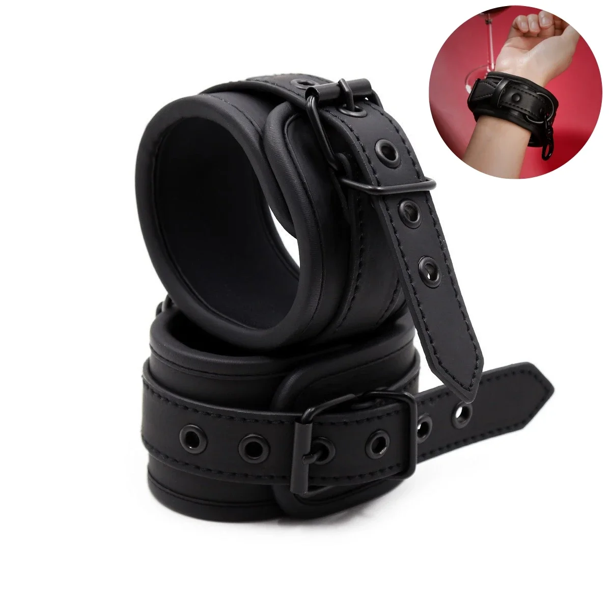 SM erotic bondage toys adjustable sponge leather handcuffs couples sexual products adult flirting sex restraint sextoys Roses