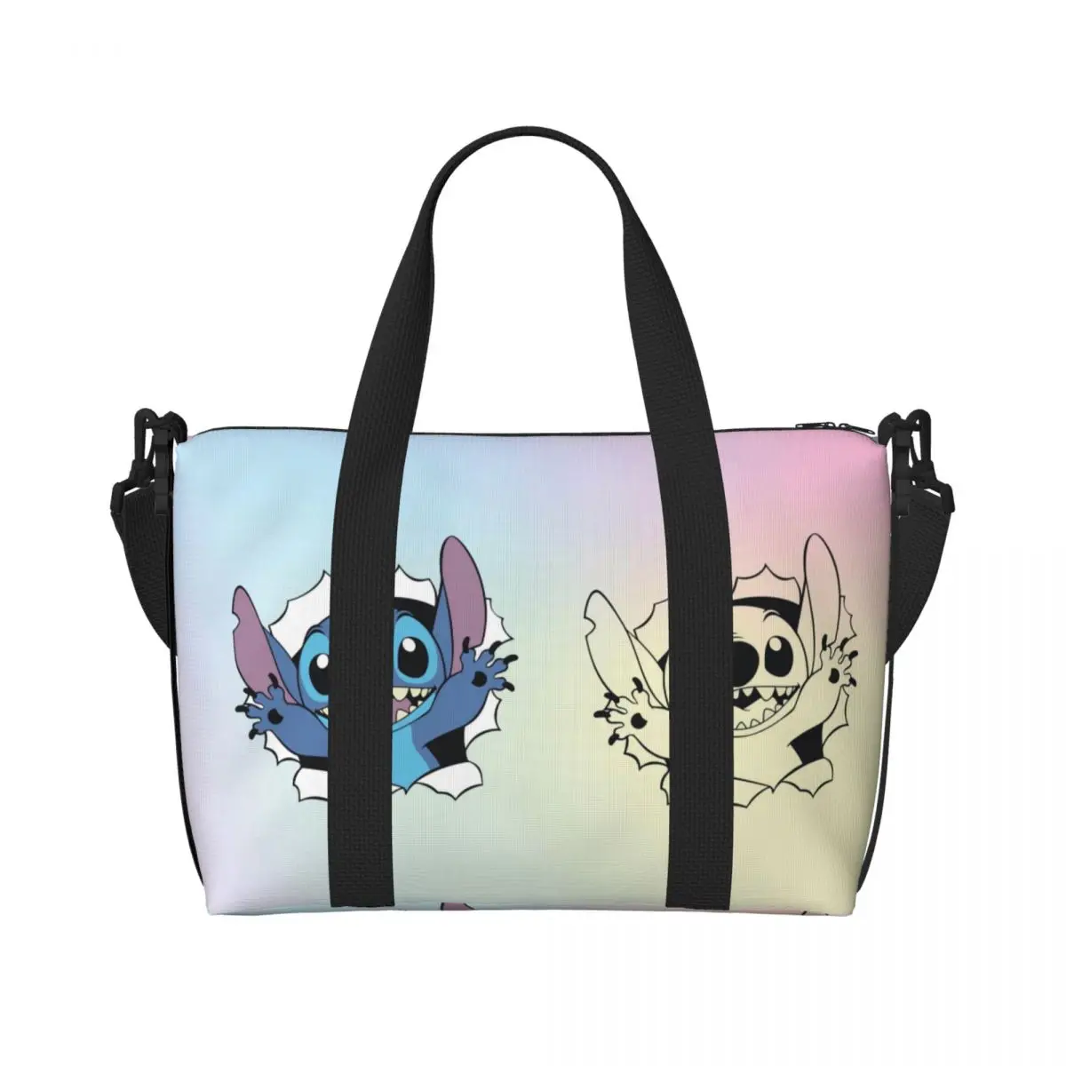 

Custom Stitches Manga Anime Grocery Tote Shopping Bags Women Big Capacity Gym Beach Travel Bags