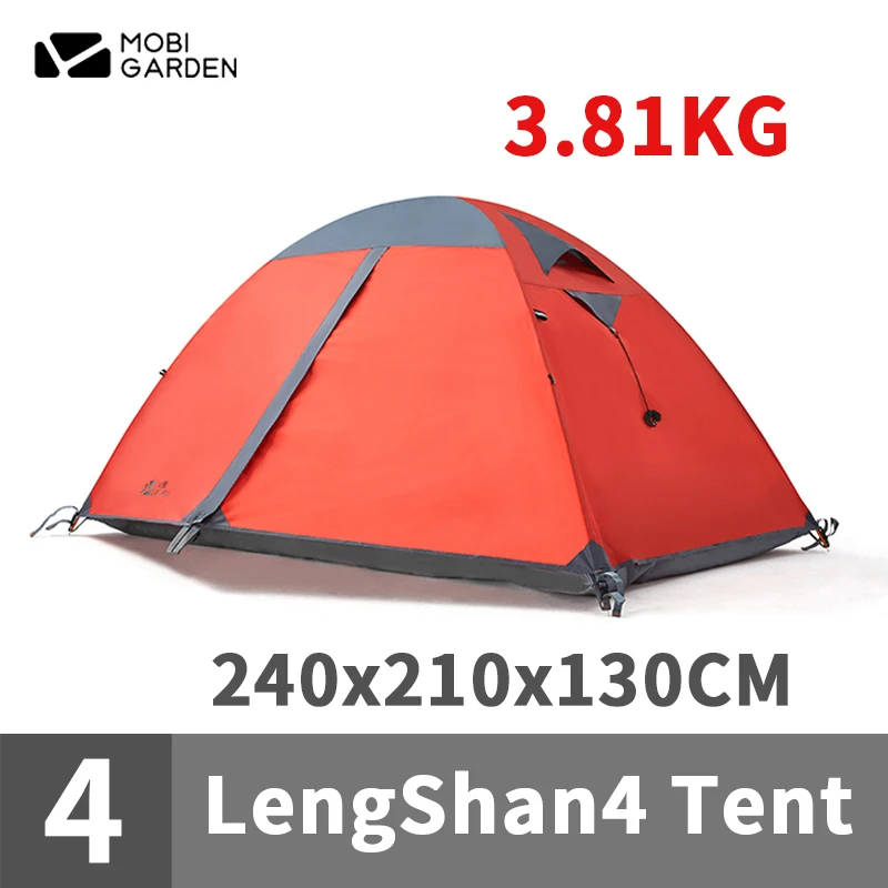 MOBI GARDEN Lengshan Portable 1-4person Ultralight 2.37kg Camping Tent 210T Polyester Waterproof 7001 Aluminium Alloy Pole