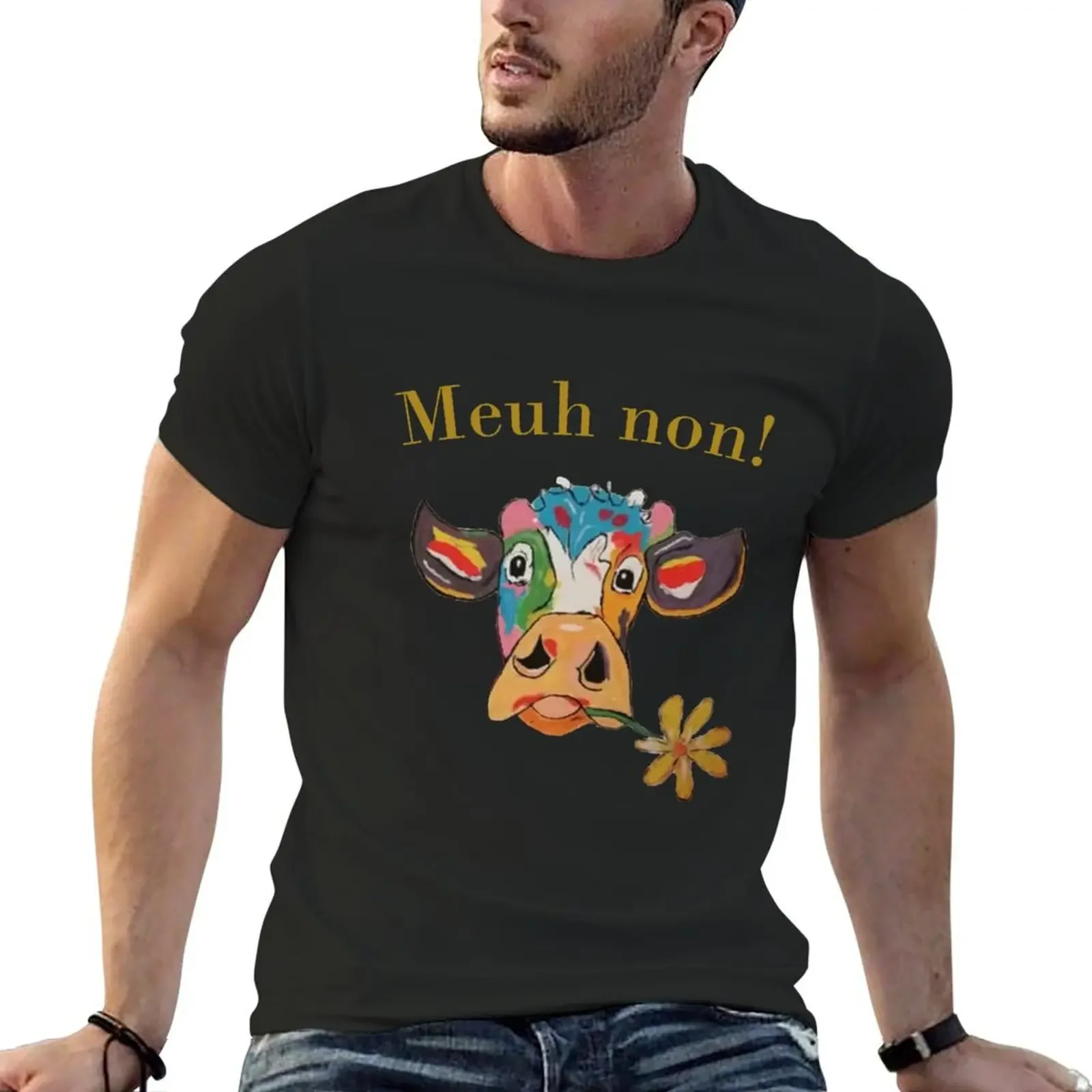 

Meuh cow no! T-Shirt kawaii clothes croswit shirt man for a boy funny shirt cotton mens t shirts pack