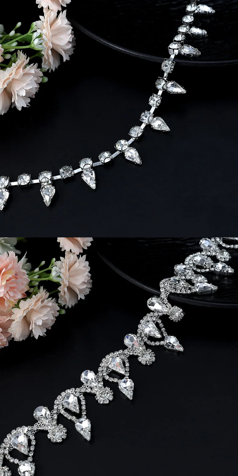 10 Meter Strass-Kettenborte Fransen Kristall-Diamant-Accessoires DIY-Bastelbedarf Hochzeitsdekoration Geschenk Unregelmäßiges Strassband – Detail 4