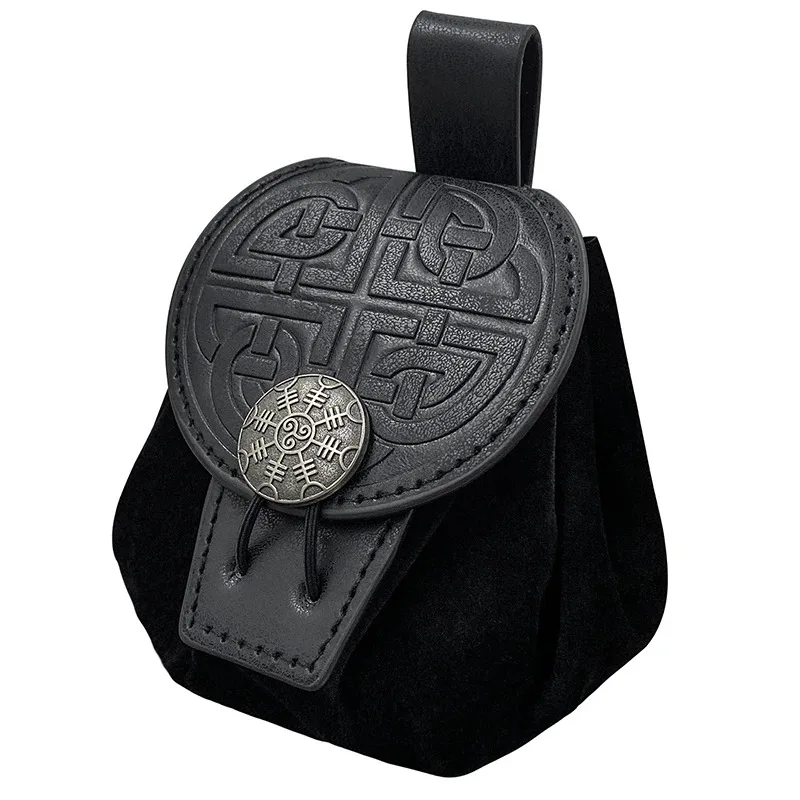 Steampunk mittelalterliche Punk-Stil Fanny Packs für Männer Pu-Leder Geldbörse zum Aufhängen Gürtel Taille Tasche Kordelzug Hüftgürtel Tasche Cosplay – Detail 5