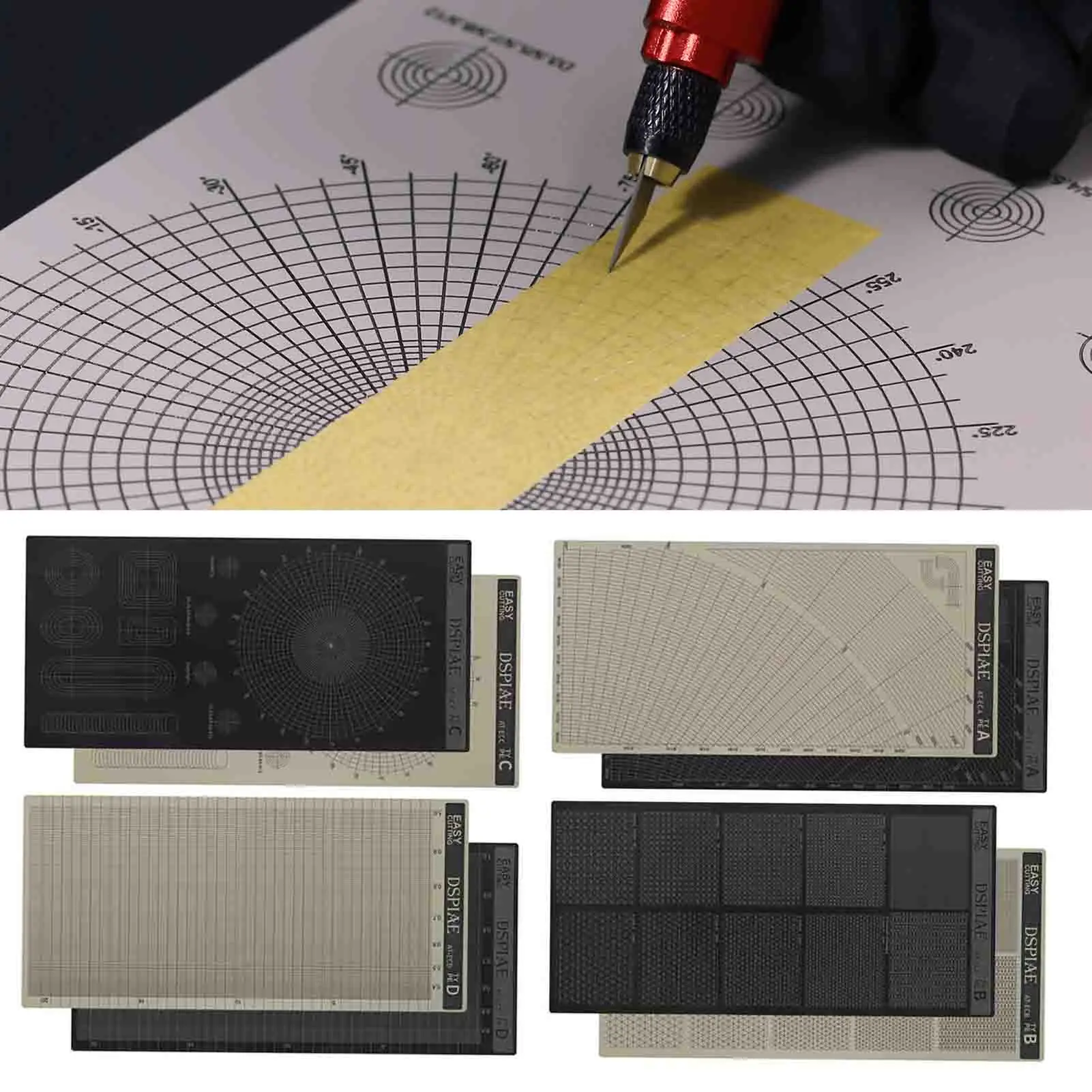 DSPIAE MASKING TAPE Cutting Mat, CONCENTRIC CIRCLES, AT-ECC, AT-ECA, AT-ECC