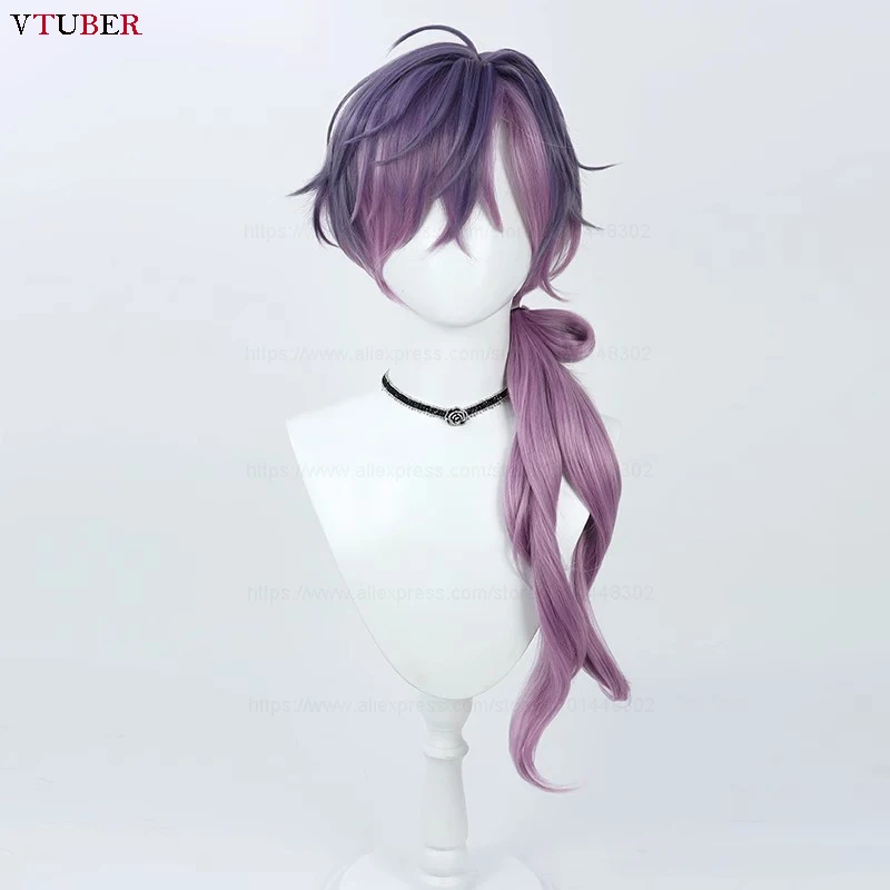 Uki Violeta Cosplay Wig Anime Vtuber NIJISANJI Dark Purple Gradient Long Heat Resistant Synthetic Hair Halloween Wigs + Wig Cap