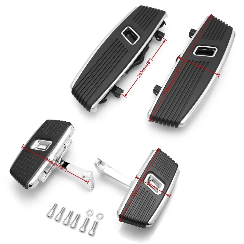 Rider Driver Passenger Floorboards Wide Soft Footboards Chrome for Harley Touring Road Glide CVO Ultra Limited 1993-2023