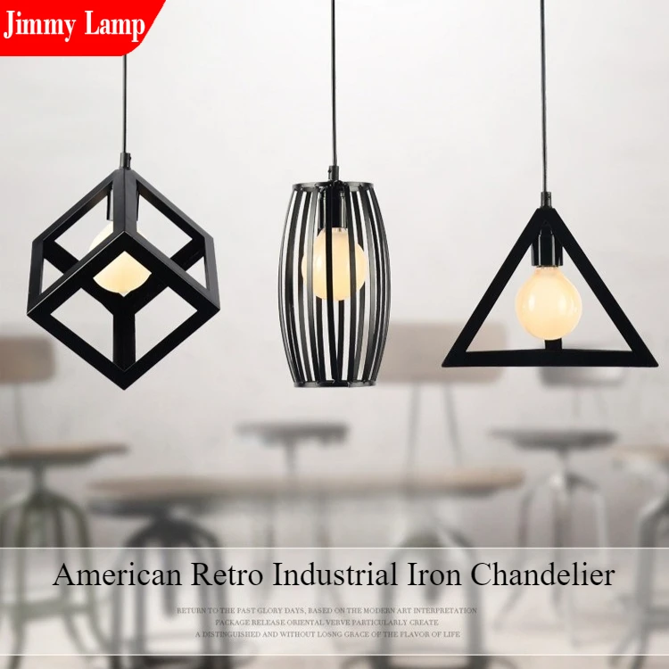 

American Retro Industrial Style Small Iron Cage Pendant Light Room Background Bedroom Bedside Lamp Decorative Lighting Fixtures