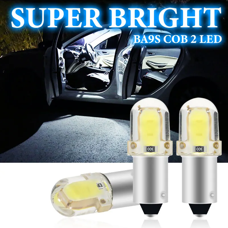 

10PCS BA9S T4W LED Bulbs Canbus Car Interior Lamp COB Indicator Lights 2SMD Backup Light License Plate Light White 6000K