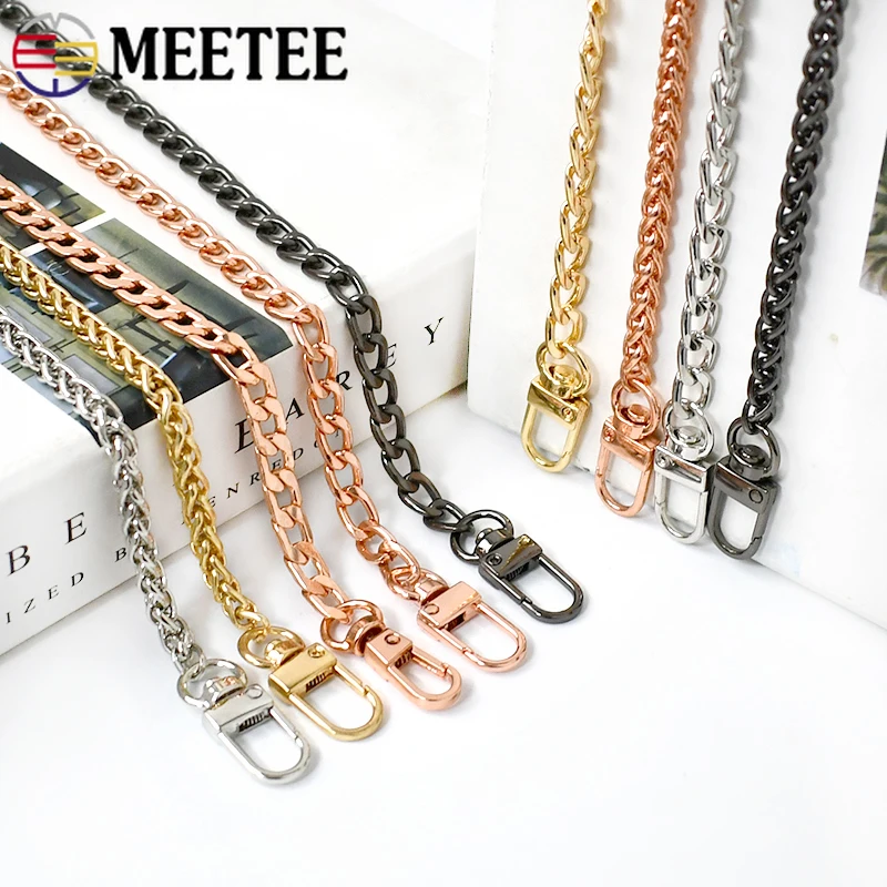 Meetee 100/120cm Metal Purse Chains Bags Strap Replacement Shoulder Crossbody Bag Straps Wallet Handle DIY Handbags Hardware