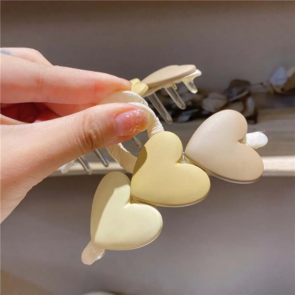 Girls Ladies Women Khaki Coffee Love Heart Three Hearts Yellow Orange White Crab Hair Claws Barrettes Hair Clips Korean Style