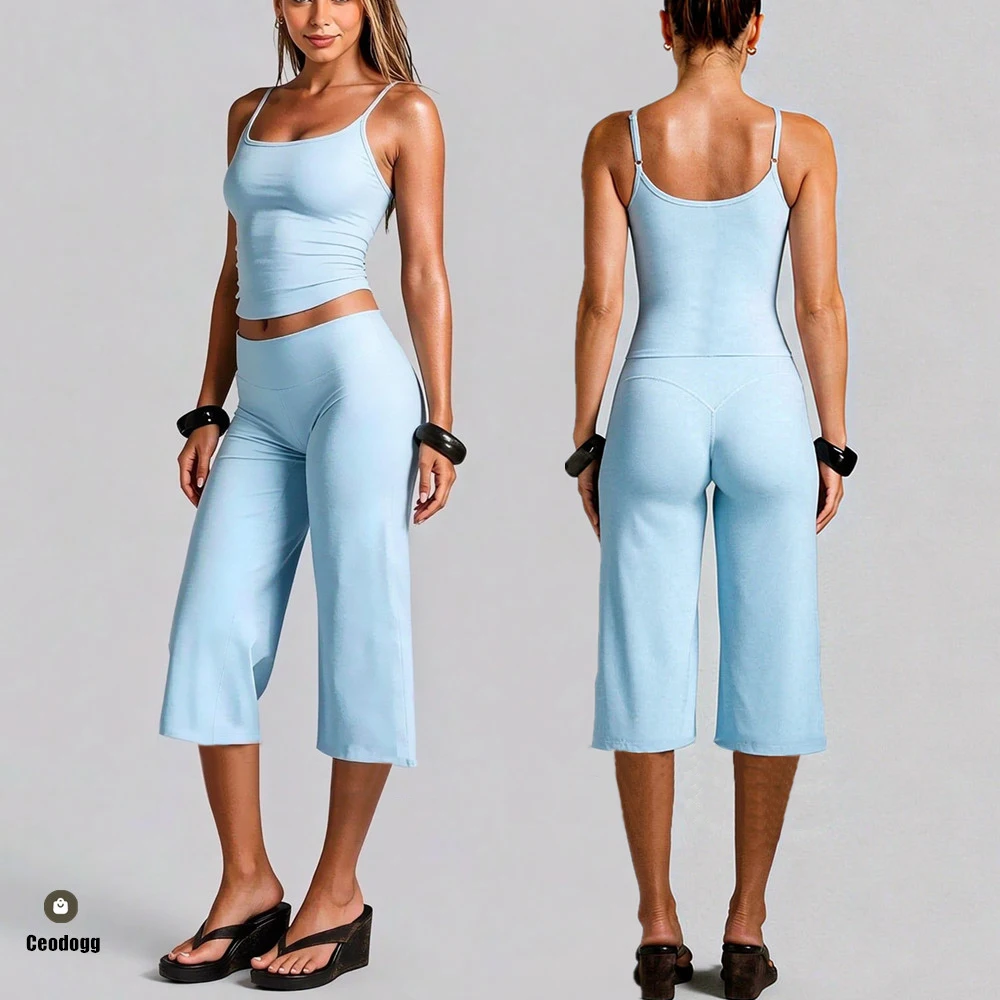 2PCS Yoga Set Women Workout Shorts Sports Bra Outfits Pant High Waist Capris Fitness Sportswear Female Gym Active Clothes XP143