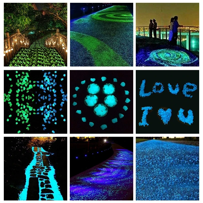 Luminous Sand Stones Garden Park Road Pebbles Glow in Dark Ornament Party Wishing Bottle Luminous Sand Stones Decoration