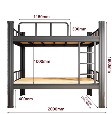 Factory Wholesale Heavy Duty Metal Bunk Beds With 2 Storage Drawers Safety Guardrails Ladders Dormitory Hotel Bedroom Use