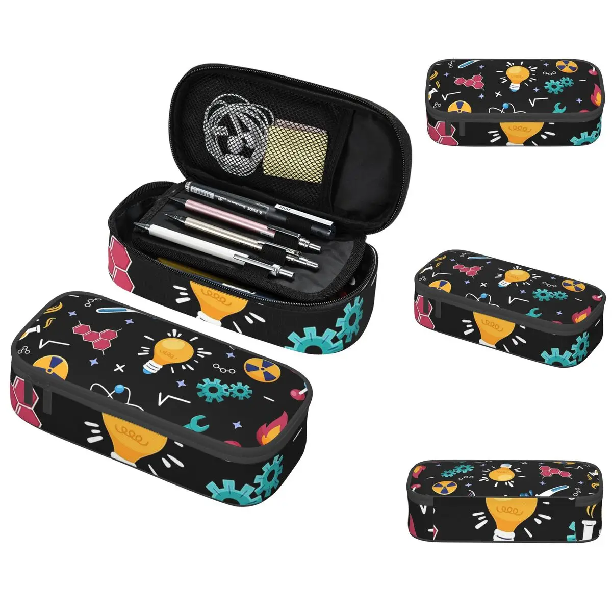 STEM Icons Pattern Science Engineering Pencil Case for Students Gifts Pen Box Pencil Bag Stationery Supplies Pen Holder Bag