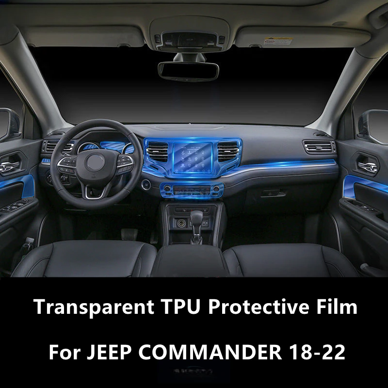 For JEEP COMMANDER 18-22 Car Interior Center Console Transparent TPU Protective Film Anti-scratch Repair Film Accessories Refit