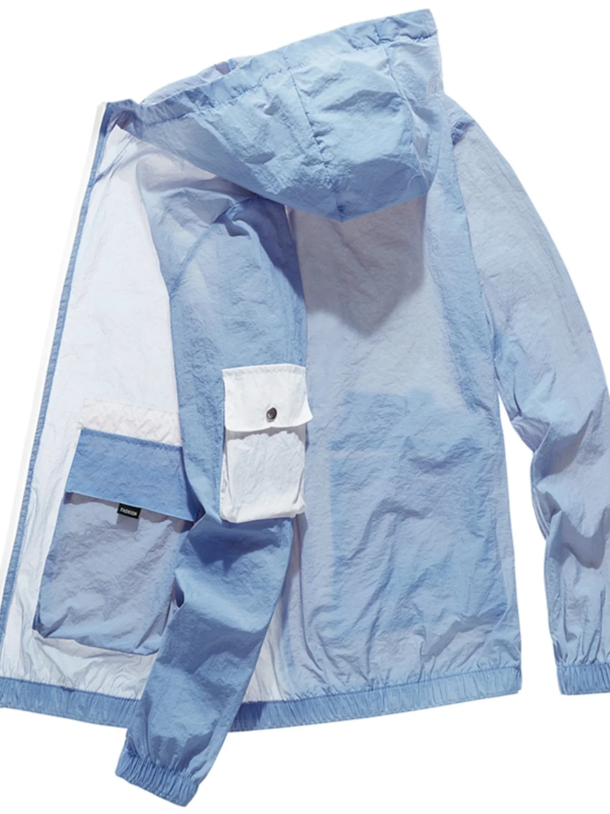 

Men's Summer Ultra-Thin Ice Silk Sun Protection Jaet Breathable UV Protection Outerwear Loose Fit Long Sve Zipper Closure