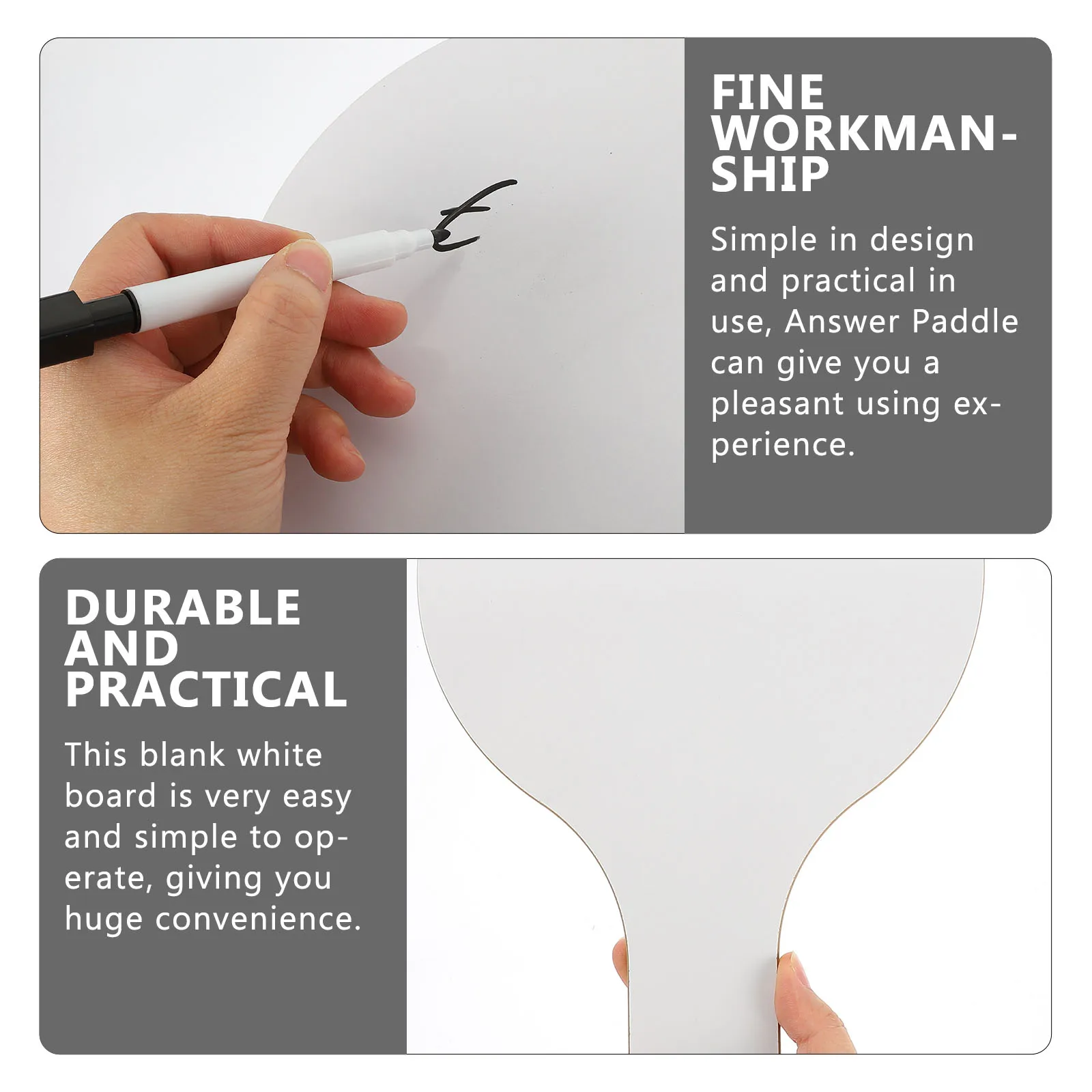 

Handheld Whiteboard Dry Erase Paddle Double Side Wooden Kids Board School Accessory Answer Paddle Large Space Comfortable Handle
