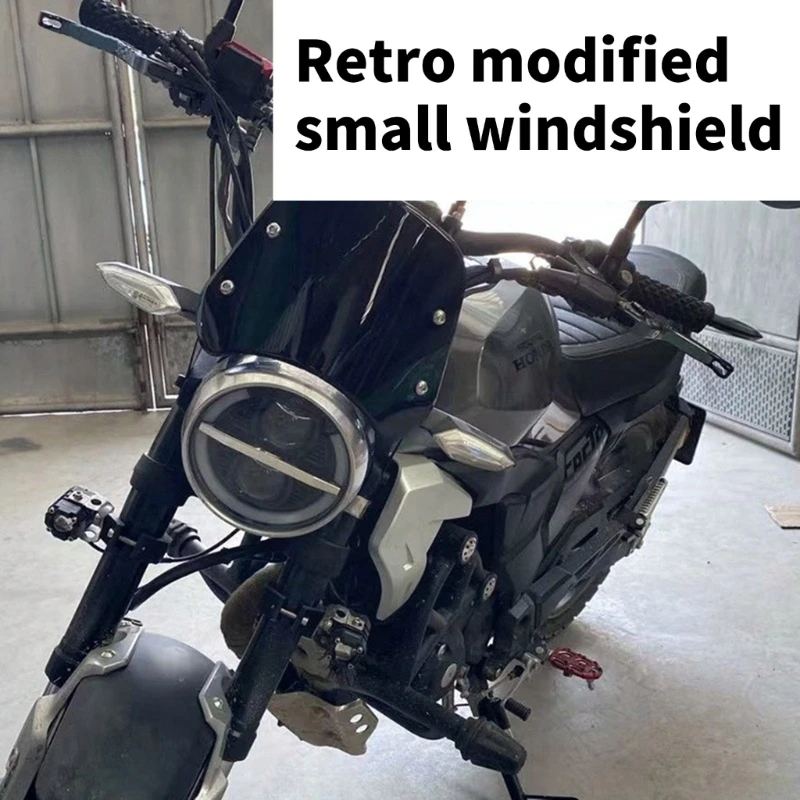 

Motorbike Modification Accessories Motorcycle Windscreen Deflector Front Windscreen for 5''-7" Headlight Windshield