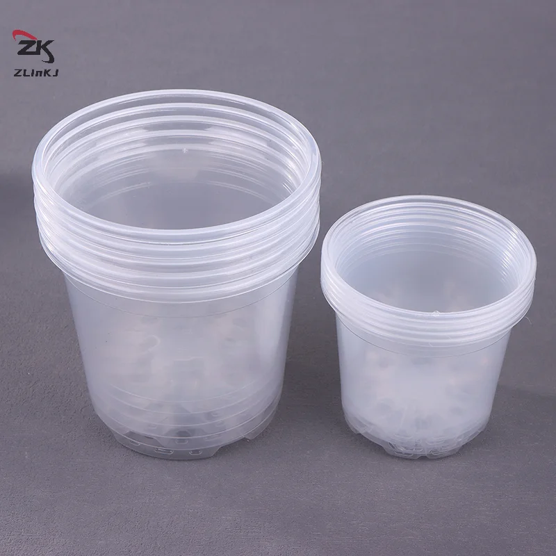 5Pcs Transparent Plastic Flowerpot Drainage Hole Pot Gardening Root Growth Visibility For All Plants Water Damage Protection