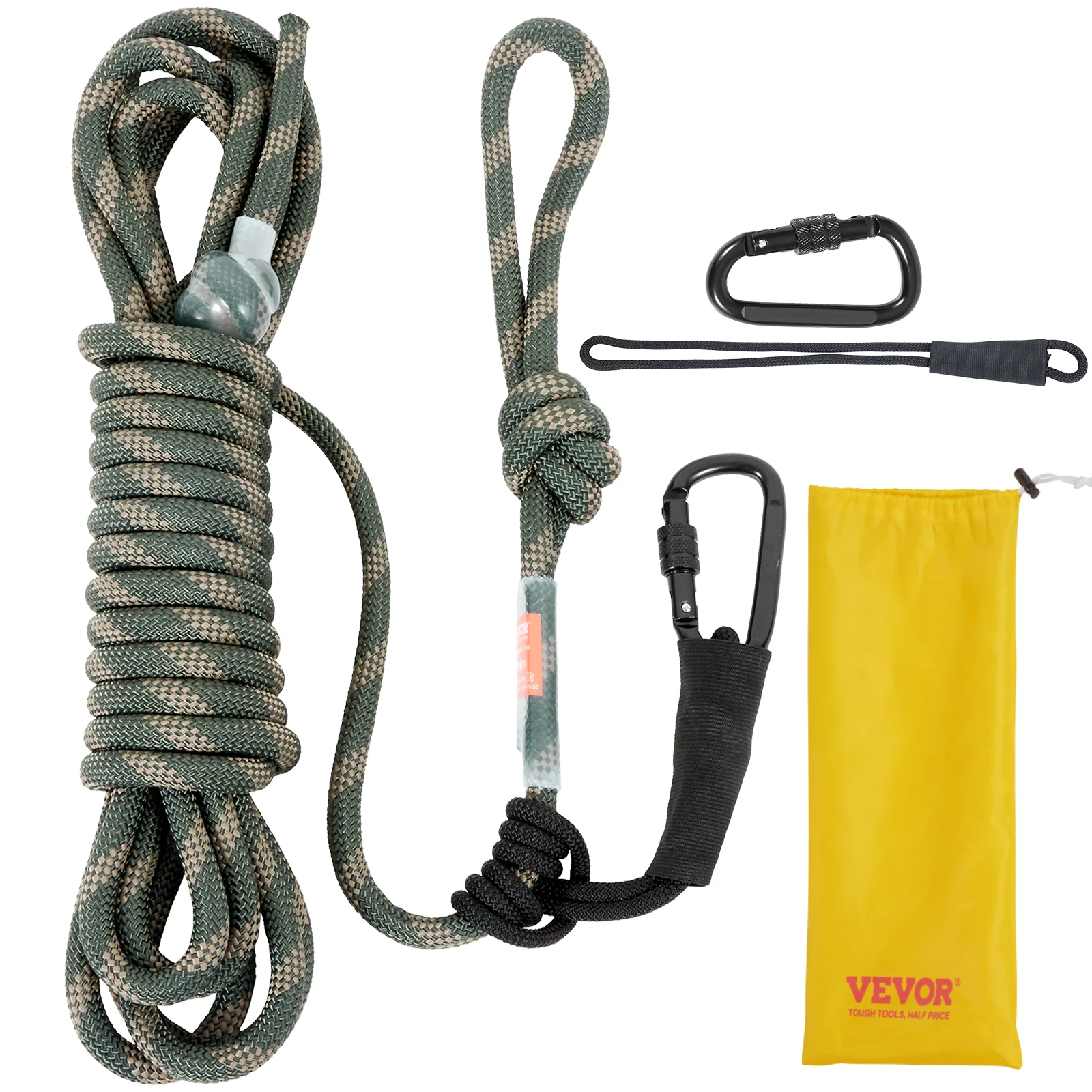 VEVOR Treestand Safety Rope 30 ft Treestand Lifeline Rope 30KN Breaking Tension 0.6'' Hunting Safety Line for Treestrap Climbing