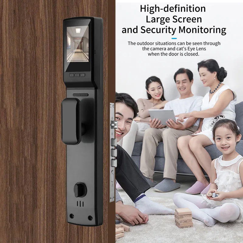 XSDTS Tuya 3D Face Smart Door Lock  Biometric Electronic Security Camera Intelligent Fingerprint Password Key Unlock