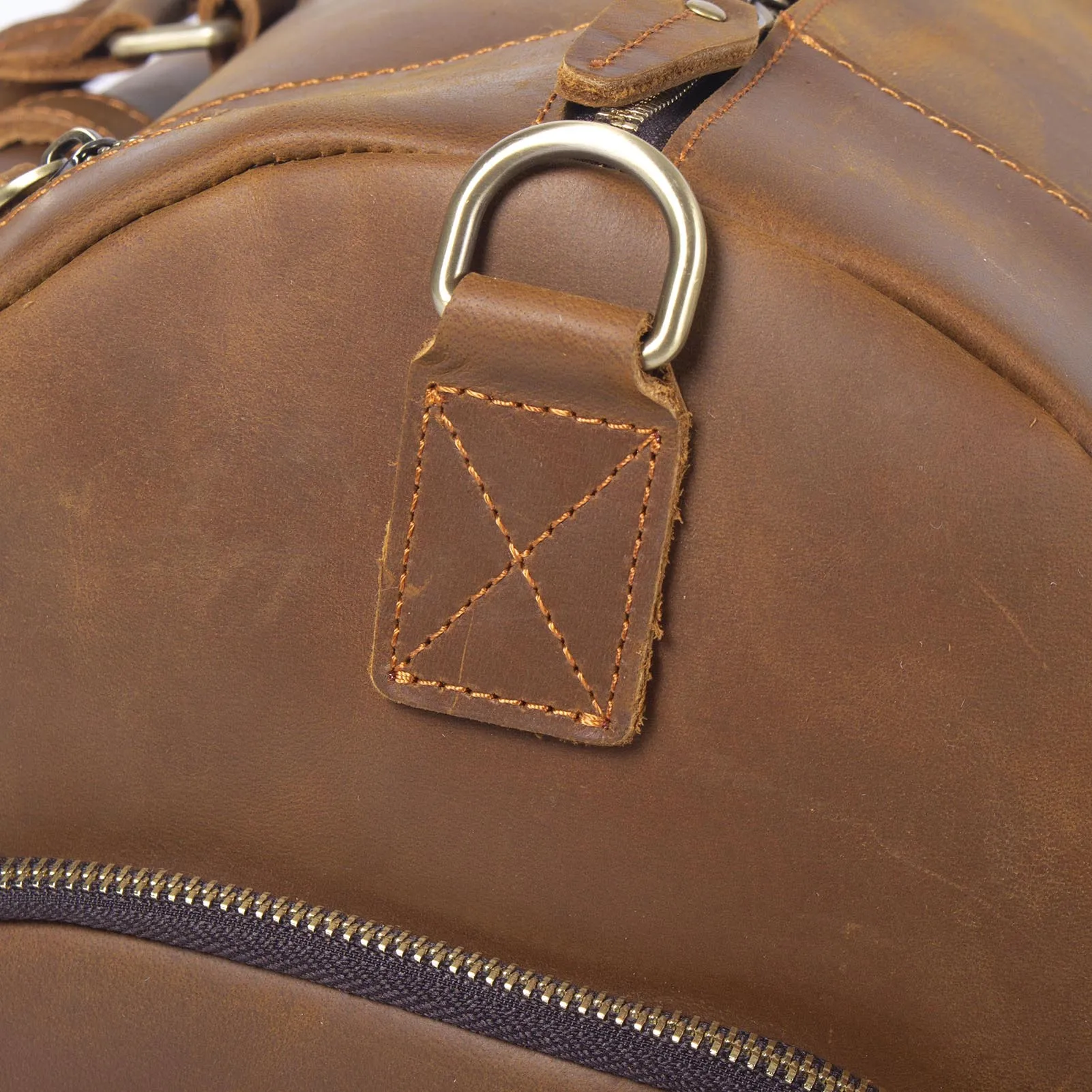 S.WORKER Echtleder-Reisetasche Klassische Vintage Vollnarbenleder-Reisetasche Wochenendtasche Sporttasche Handtasche – Detail 14