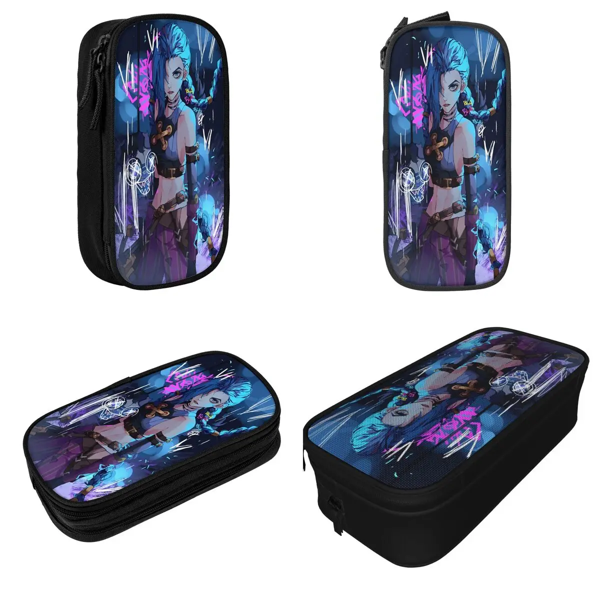 Get Jinxed Arcane Jinx Game Fans Lover Gifts Gaming Pen Box Double Layer Large-capacity School Accessories Pencilcase