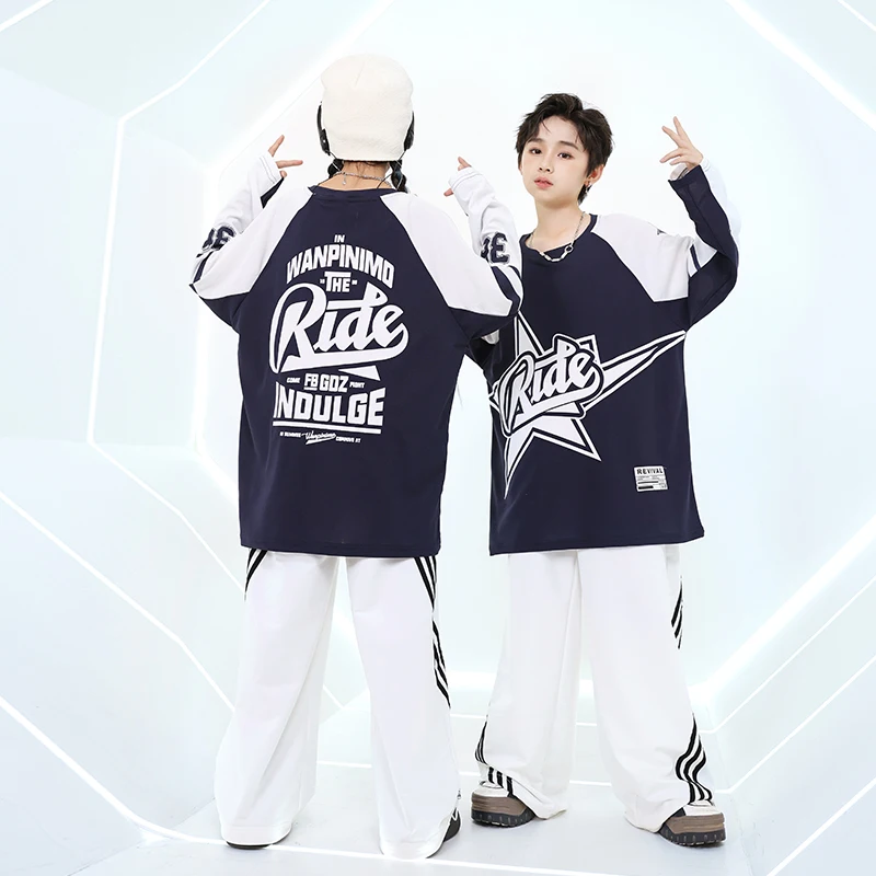 

Girls K-pop Outfits Sweatshirt Street Dance Cargo Pants Hip Hop Boys Streetwear Kids Joggers Children Jazz Costumes Clothes Sets