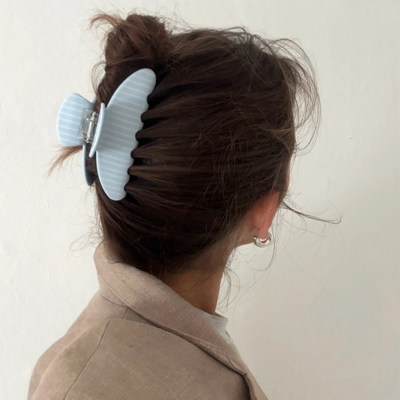 New Korean Blue Pink Stripe Hair Claw Clips for Women Girls Fashion Pastel Aesthetic Large Clamps Strong Hold Hair Accessories