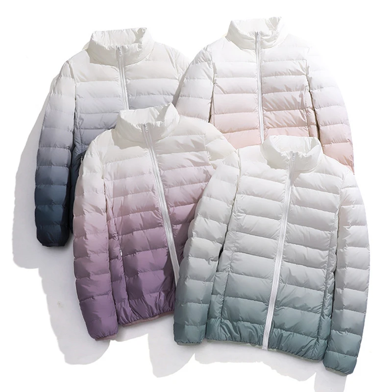 Veste à col montant ultra légère pour femme, coupe couvertes dégradée, 90% duvet de canard, maintien au chaud, mode hivernale, 03/Sports