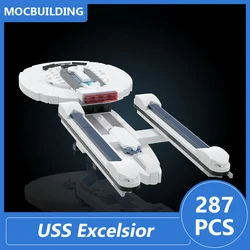 USS Excelsior Model Moc Building Blocks Space Diy Assemble Bricks Educational Creative Collection Display Toys Xmas Gifts 287PCS