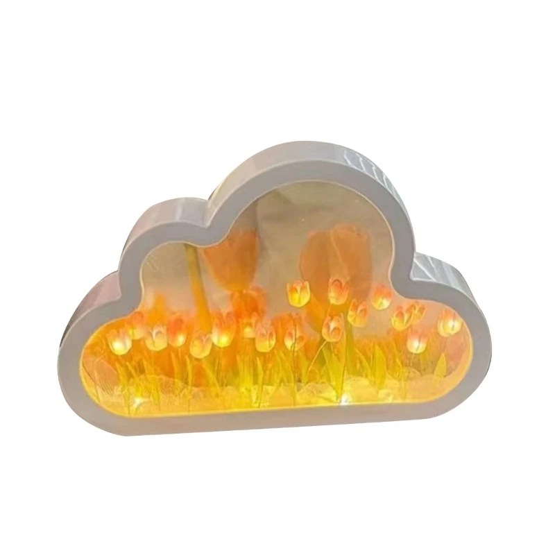 KX4B DIY Cloud Hoa Tulip Đèn ngủ Trang trí trang trí Phòng ngủ bé gái bé trai